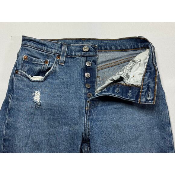 Levi's 501 Women's Distressed Straight Leg Button Fly Jeans - Sz 25x26 (26x25.5) - Picture 2 of 6